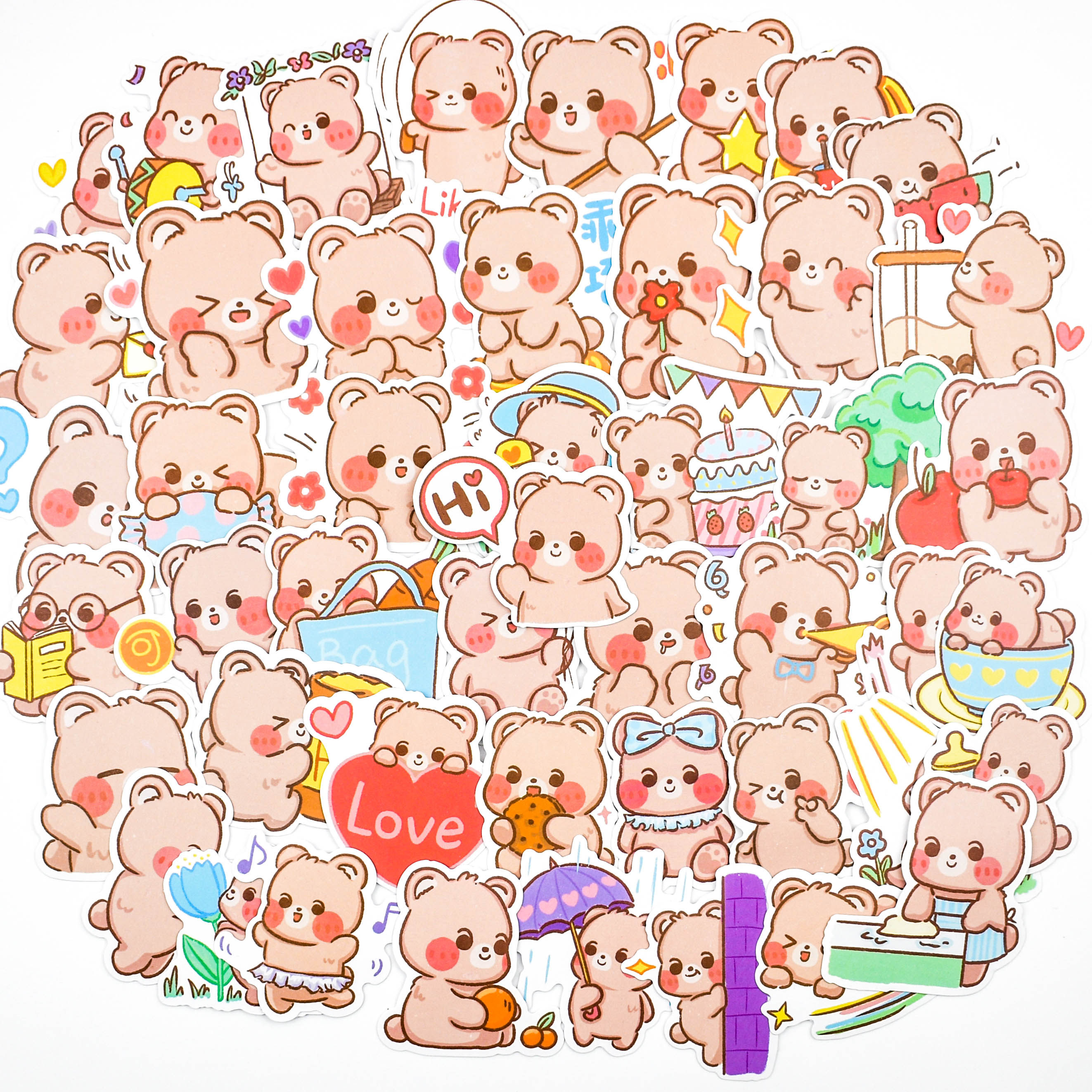 卡通小熊兔子手账贴纸可爱表情包少女手帐diy装饰素材手机壳贴画