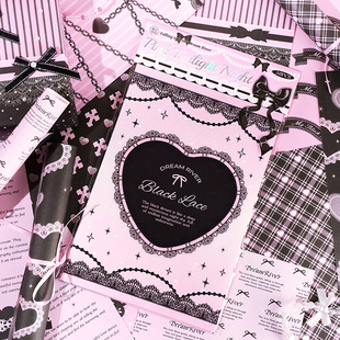 坠入梦河手帐素材纸蕾丝爱心碎花盐系手账造景拼贴装饰背景打底纸