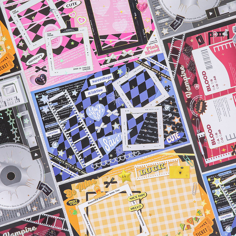 包中漫游懒人扎包痛包背板素材纸盐系手帐造景拼贴装饰打底背景纸