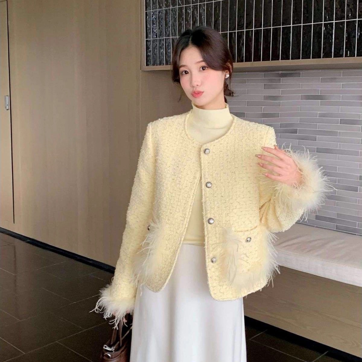 轻奢富家千金风重工小香风羽绒服