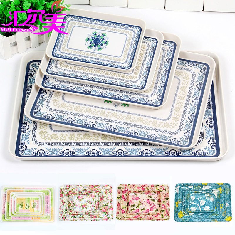 密胺长方形简约客厅收纳托盘