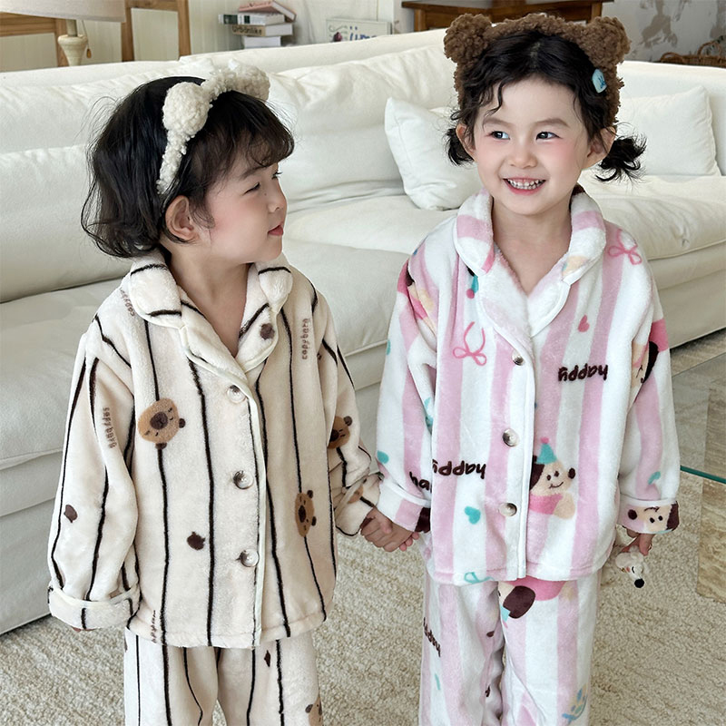 儿童睡衣秋冬款加厚法兰绒家居服