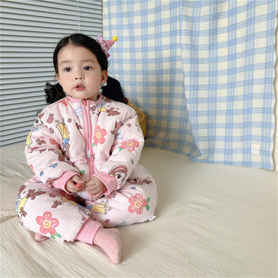 儿童秋冬加厚夹棉纯棉连体睡衣