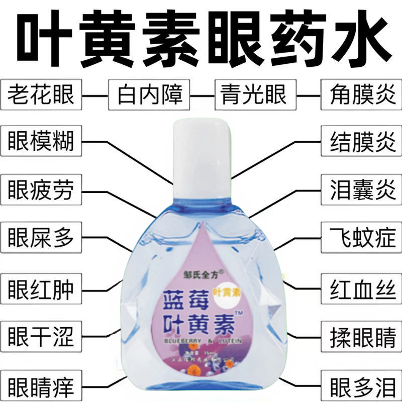 【叶黄素眼药水】缓眼疲劳干涩视力下降模糊近视散光老花眼护眼液