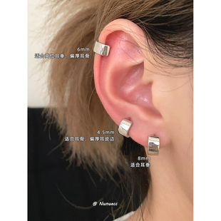 NUNU 超mini耳皮钉睡觉不用摘素圈光面耳骨环小耳圈Jennie耳蜗钉