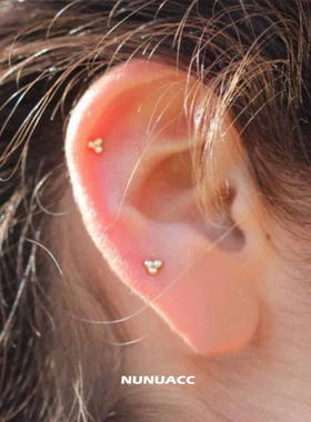 NUNU 睡觉不用摘mini金豆耳骨钉S925银百搭简约螺丝耳蜗钉耳饰女