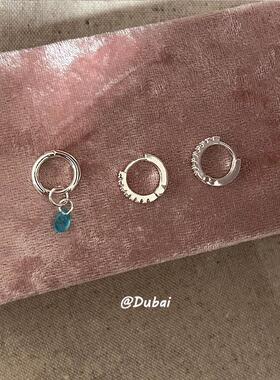NUNU 小巧精致蓝色水滴耳扣Jennie同款耳骨钉套装高级感耳圈耳环