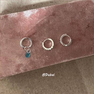蓝色水滴耳扣Jennie同款耳骨钉