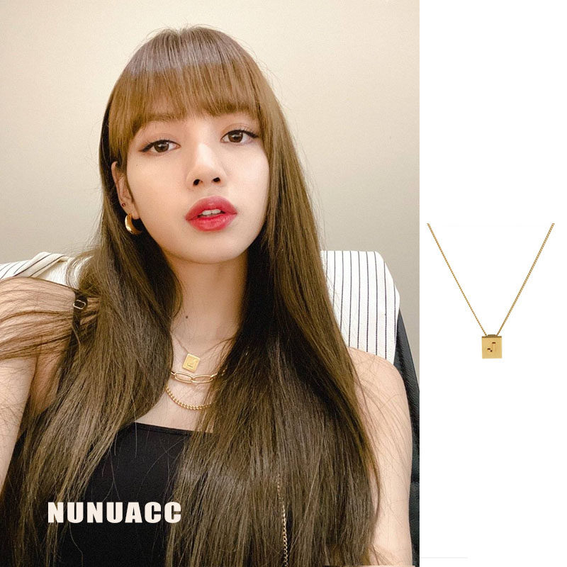 blackpink 方块字母lisa同款项链小众简约设计师高品质情侣锁骨链