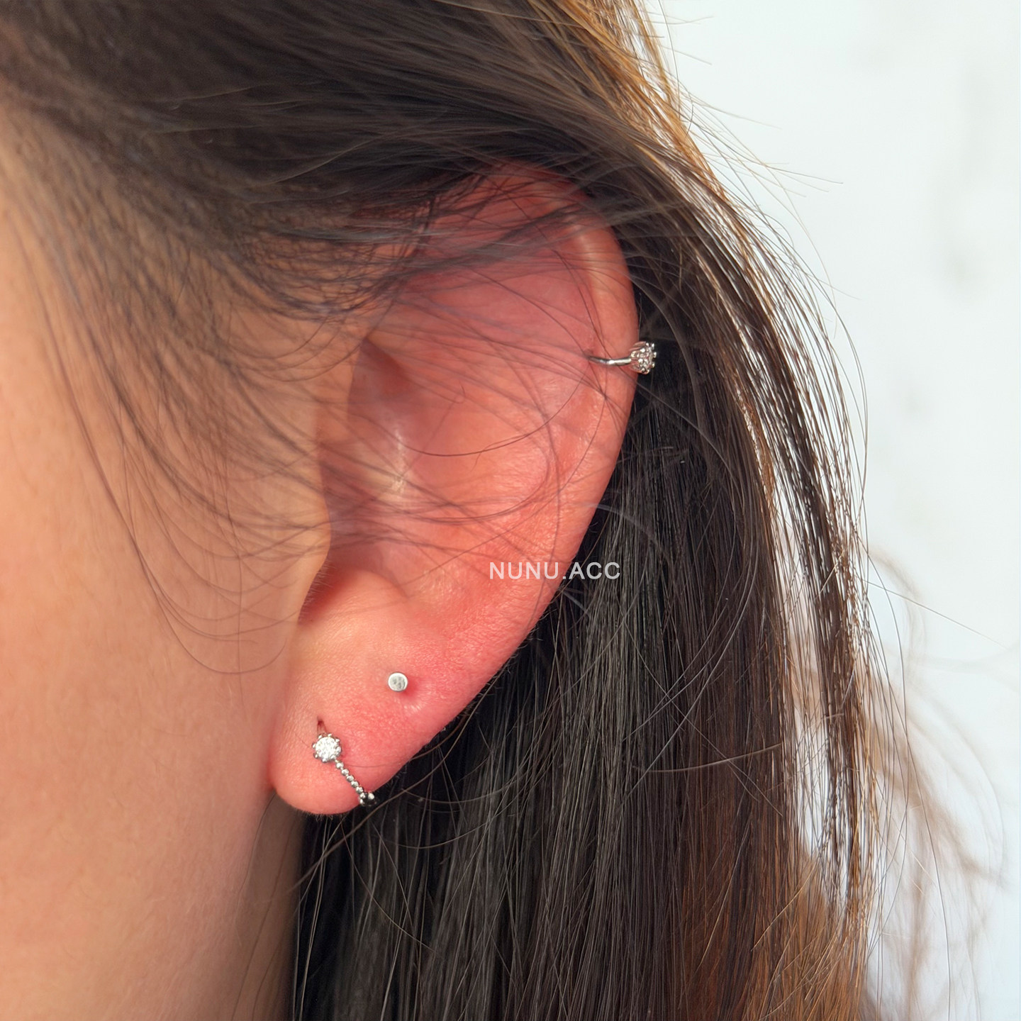 NUNU 睡觉免摘迷你小耳朵耳骨环耳皮钉麻花锆石细款耳圈边缘耳饰,饰品/流行首饰/时尚饰品新,耳钉,淘宝优惠券,粉丝福利购,淘宝优惠卷