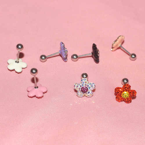 花花睡觉免摘爱心超闪耳蜗钉钛钢