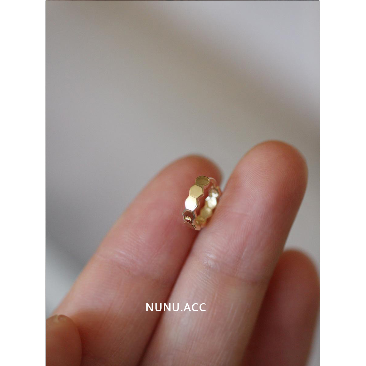 NUNU蜂窝六角光面纯银耳扣耳骨环