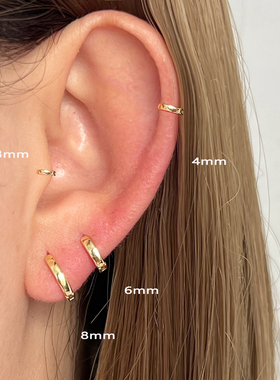 NUNU 睡觉不用摘s925纯银超mini光面素圈耳骨环小耳朵边缘耳饰女