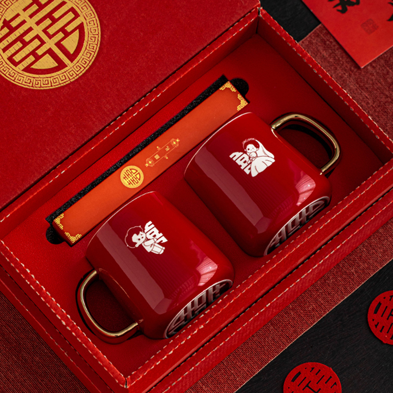 结婚牙刷杯子套装情侣红色洗漱刷牙杯新婚漱口杯一对陪嫁用品大全