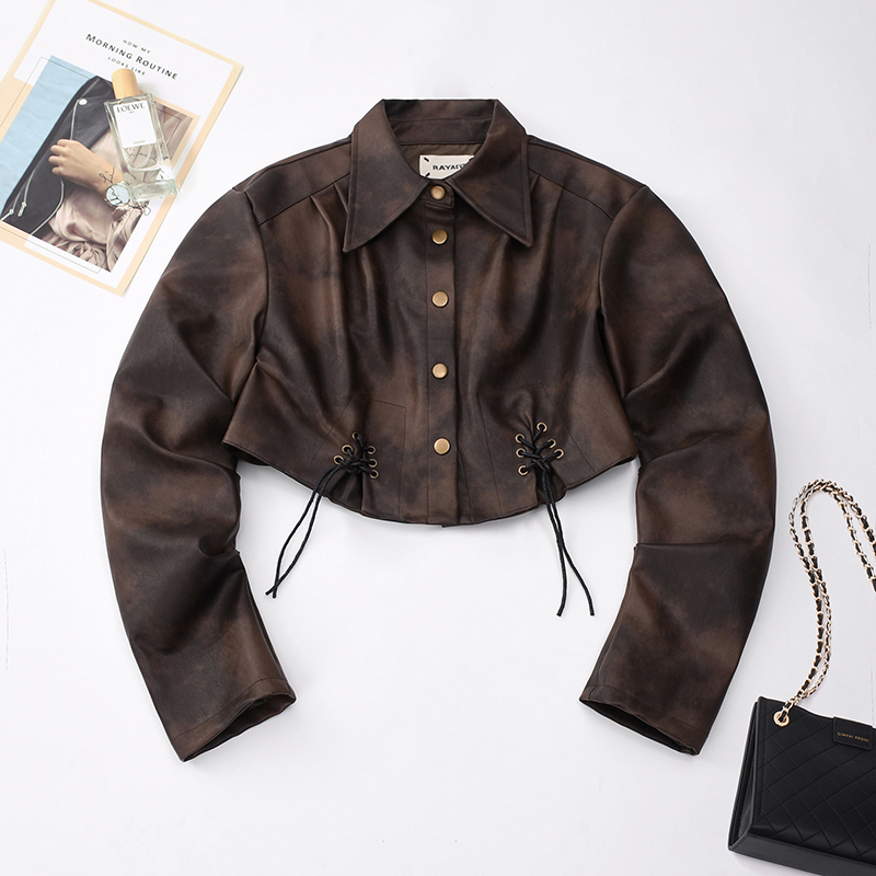 RAYAEVE时髦高级感短款皮夹克