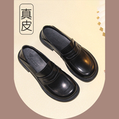 职业jk小皮鞋 软底皮鞋 日系真皮乐福鞋 平底单鞋 女工作鞋 黑色制服鞋