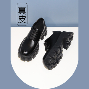 刘雯同款小个子增高松糕厚底鞋小皮鞋显高显瘦jk制服矮子乐增高鞋