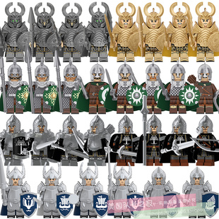 兼容国产中古魔戒刚铎兵剑步兵天鹅骑士洛汗骑兵拼装积木人仔玩具