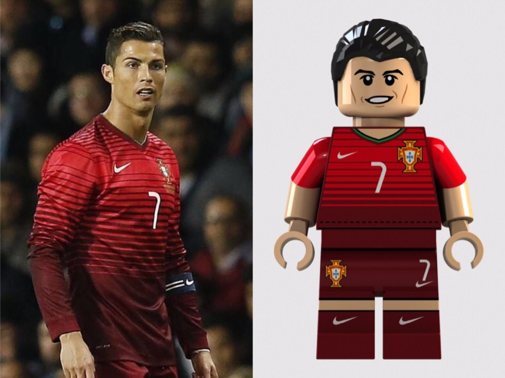 科睿积木世界杯足球运动员C罗克里斯蒂亚诺·罗纳尔多拼装人仔