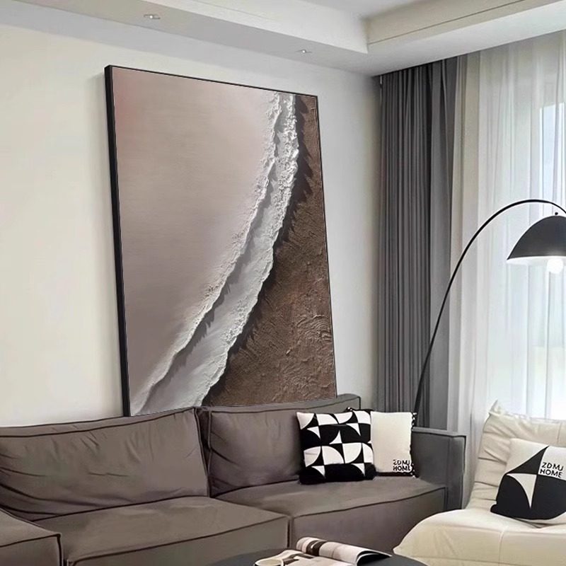 玄关抽象厚肌理简约现代风走廊高级感客厅挂画黑白极简装饰画