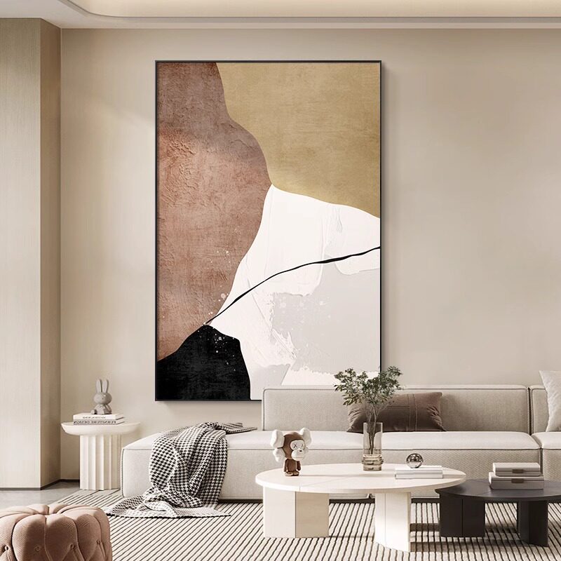 侘寂风客厅装饰画现代简约沙发背景墙落地画高级感抽象玄关挂画