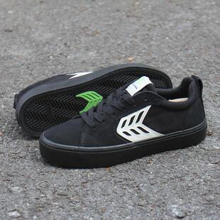 黑色Cariuma滑板鞋男女同款低帮系带休闲鞋潮流BMX麂皮耐磨板鞋
