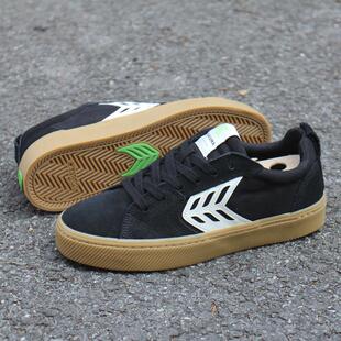 Cariuma板鞋男女黑色麂皮帆布低帮系带滑板鞋明星同款Ollie尖翻鞋