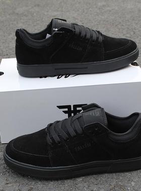 冷粘大底黑色FALLEN滑板鞋耐磨减震防滑舒适透气运动板鞋翻毛皮男