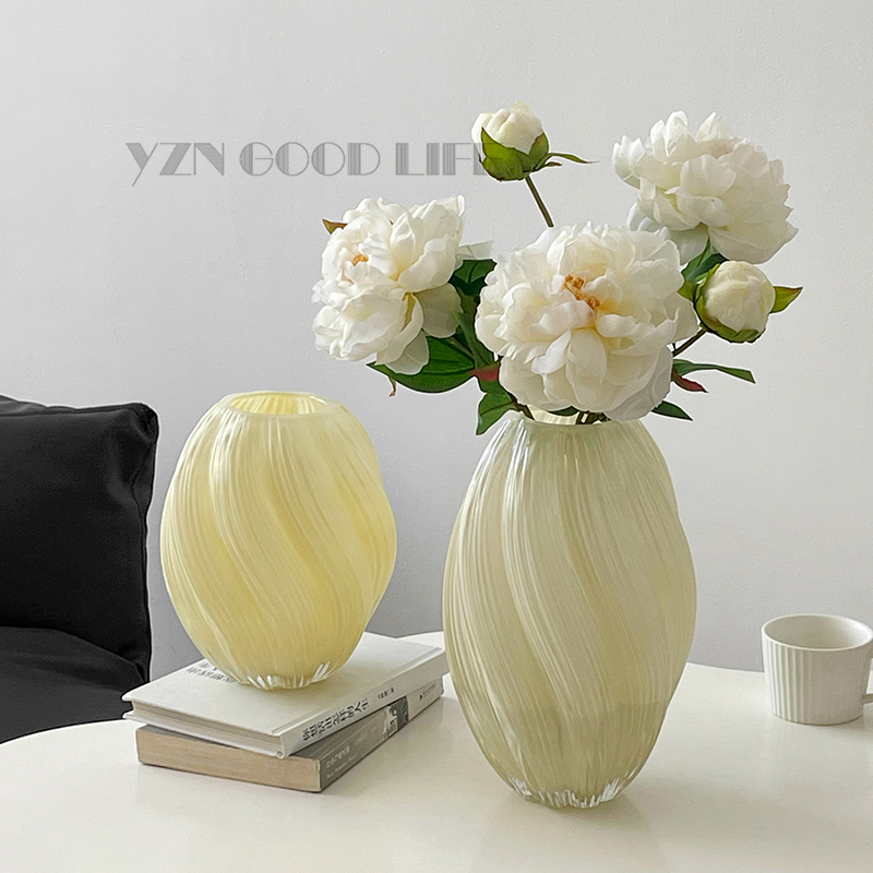 佑之宁现代简约奶黄花瓶玻璃水养