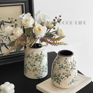 复古艺术陶瓷迷你小花瓶冰裂客厅水培插花仿古做旧侘寂风装饰摆件
