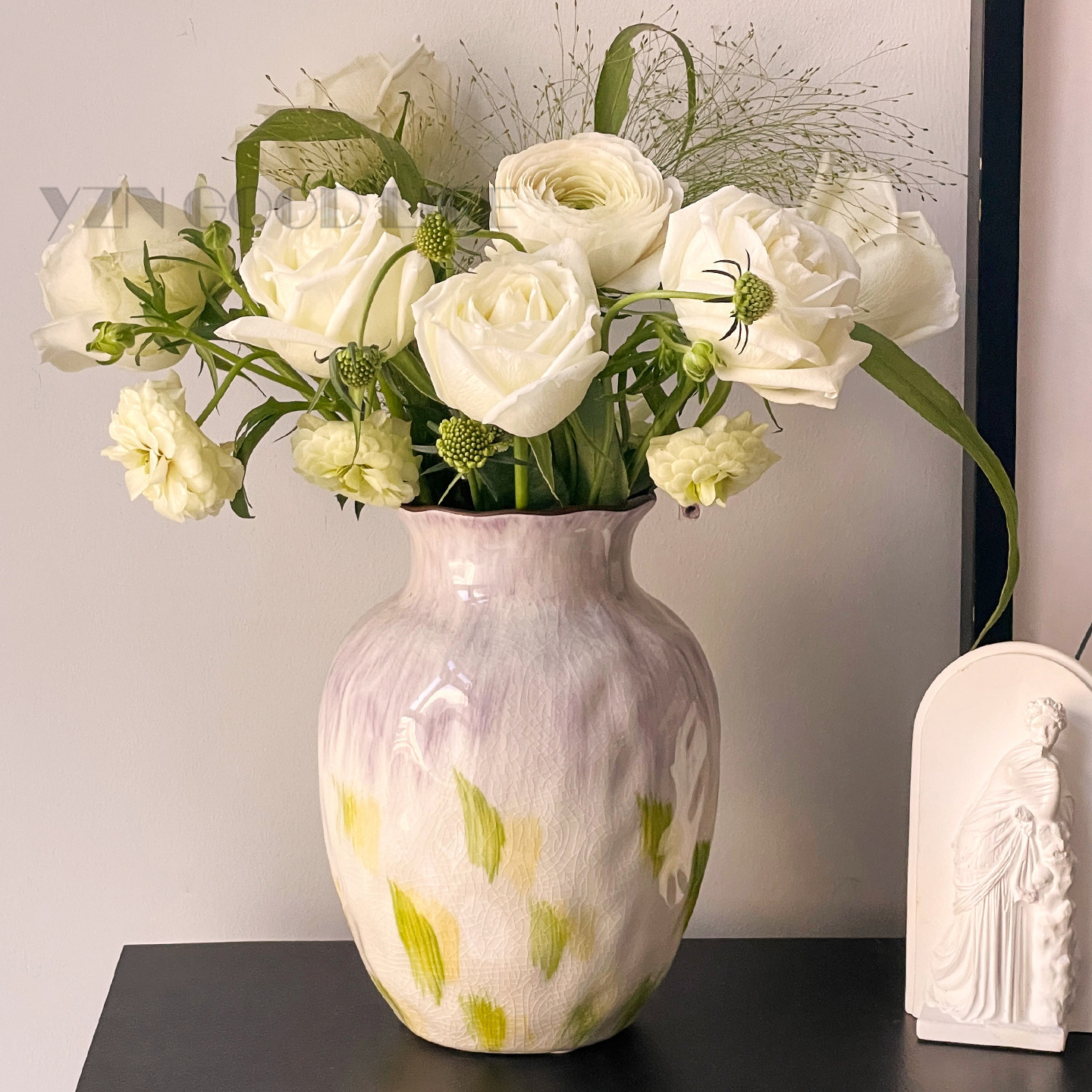 花艺师推荐大肚陶瓷花瓶油画风简约客厅软装饰摆件水养插花高级感,家居饰品,花瓶,淘宝优惠券,粉丝福利购,淘宝优惠卷