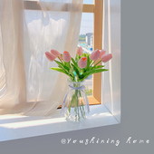 ins风仿真花郁金香花瓶摆件客厅仿真花束拍照干花朵道具装 饰假花