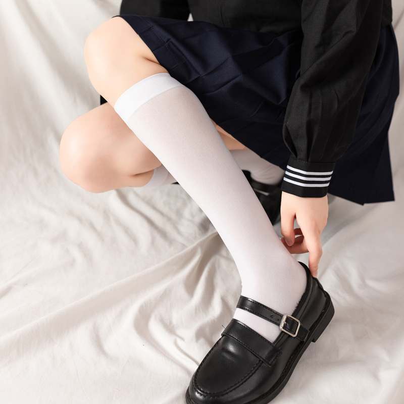 jk制服袜子女夏季薄款天鹅绒小腿袜日系学院风简约过膝长筒丝袜子