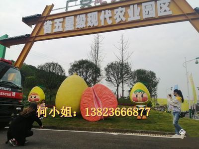 龙安柚旅游文化节柚子卡通人物玻璃钢农业公司吉祥物雕塑形象玩偶