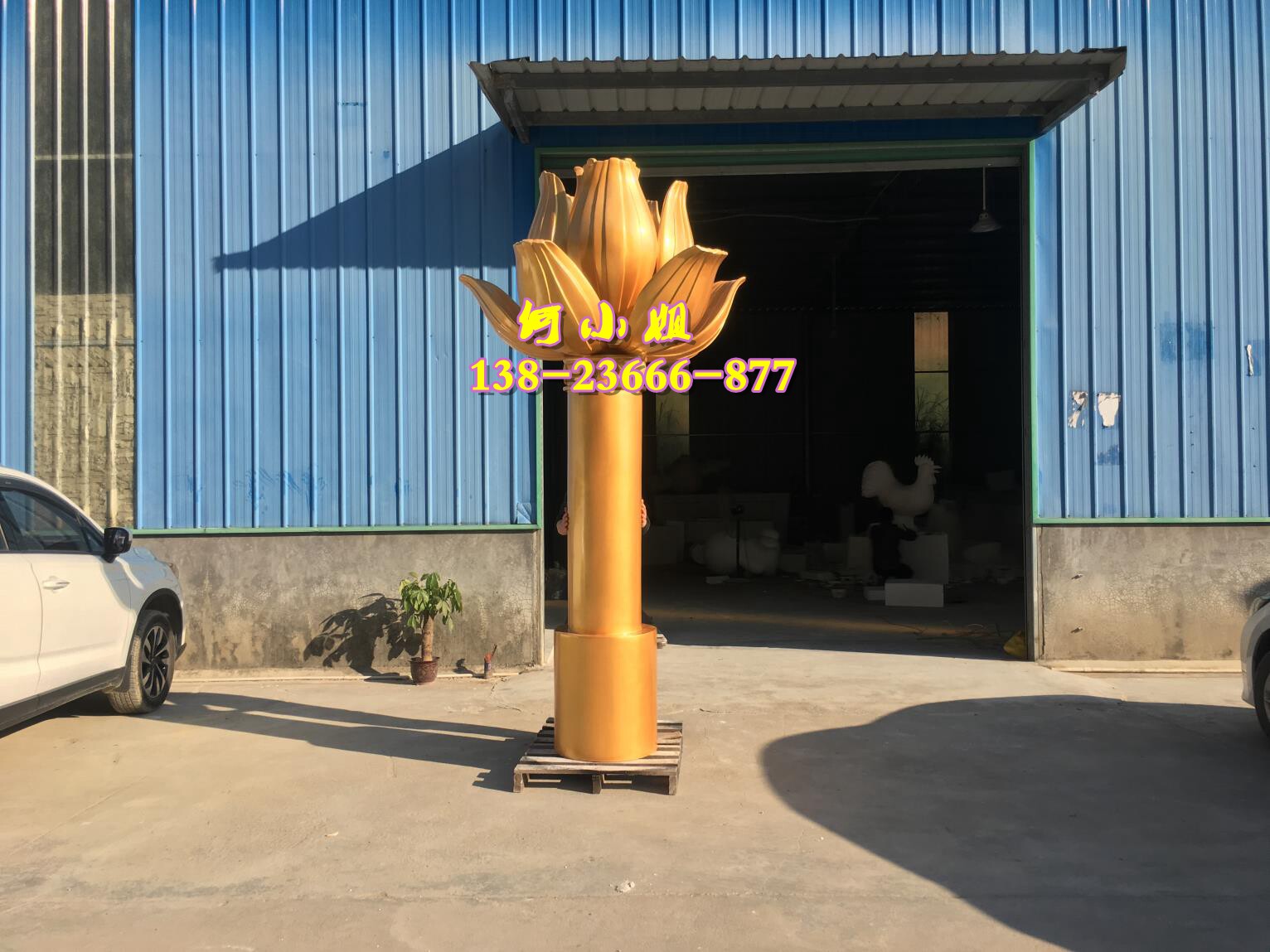 巨型景观莲花雕塑玻璃钢树脂装饰模型金莲花塑像广场公园摆件道具