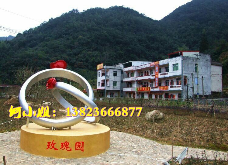 农场玫瑰庄园创意装饰景观标志性雕塑大号巨型玻璃钢戒指塑像小品