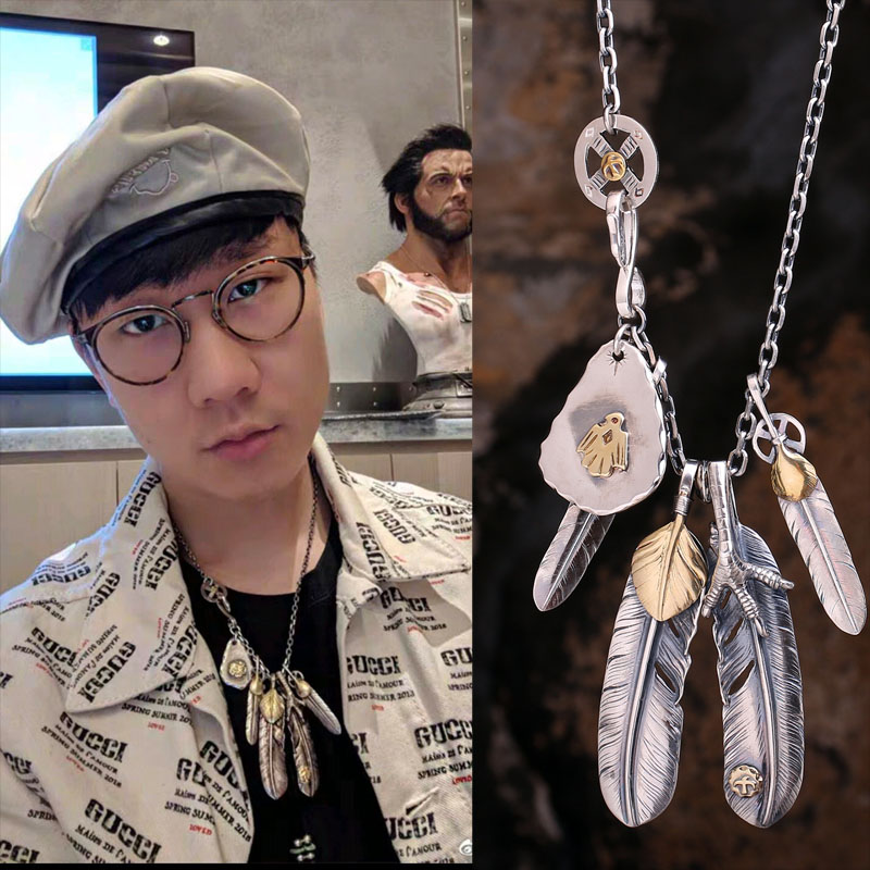 高桥吾郎羽毛男士明星同款太角链