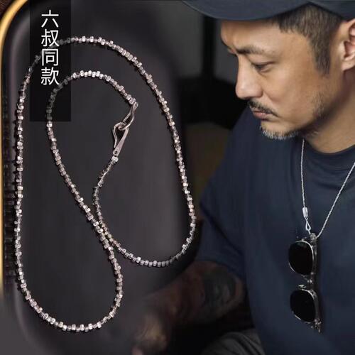 925纯银Larry Smith鱼钩银珠碎银子项链男女