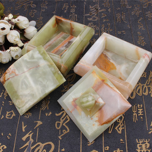 天然玉石小盒子带盖家居烟灰缸首饰盒摆件高档玉石宝盒求婚戒指盒