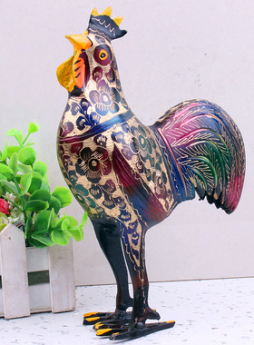 巴基斯坦黑漆大公鸡仿古风铜器