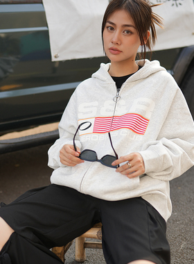 SOSER 重磅440g秋冬 国潮牌连帽卫衣男女生美式开衫上衣拉链外套