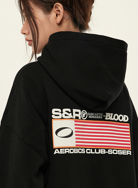 SOSER秋冬美式复古连帽重磅连帽卫衣全棉男女同款潮宽松情侣帽衫