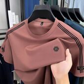 T恤男生ins潮牌夏季 商场倒闭清仓捡漏 高级感冰丝短袖 简约上衣服