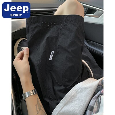 JEEPSPIRIT美式网眼速干短裤男夏季沙滩裤宽松休闲篮球运动五分裤