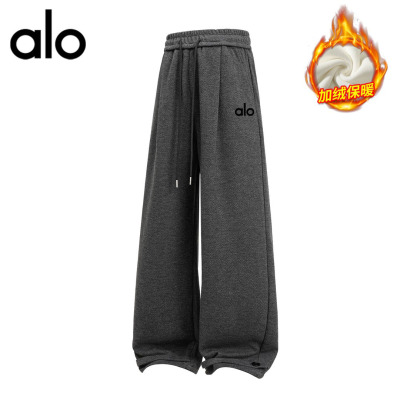 官方奥特莱斯】休闲裤子男女款秋冬季宽松直筒加绒大码运动卫裤子