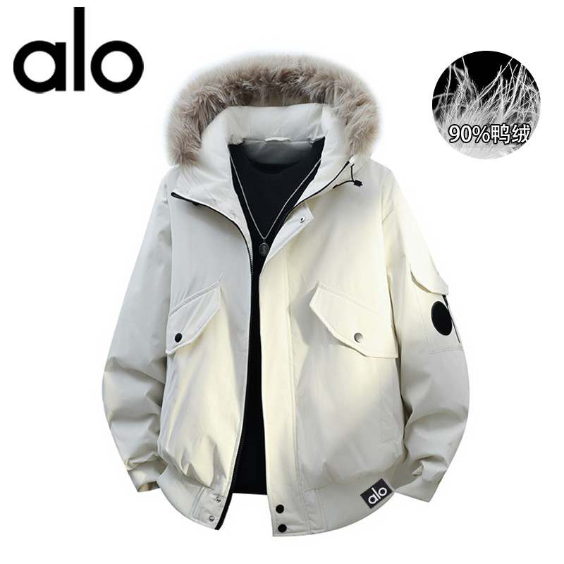 官方奥特莱斯】品牌折扣 冬季保暖连帽毛领羽绒服男休闲夹克外套