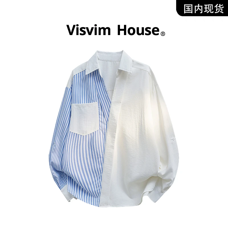 夏季新款拼接设计感V领衬衫外套