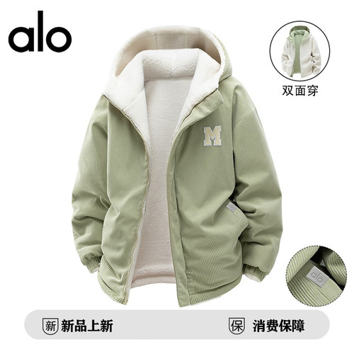 官方奥特莱斯】品牌折扣 冬季情侣双面穿连帽保暖棉服男休闲外套