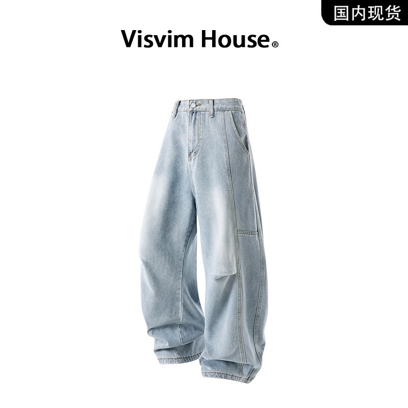 品牌现货撤柜】VISVIM WINGS春秋季慵懒风阔腿水洗做旧牛仔裤男士