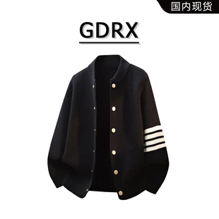 GDRX重磅開衫 毛衣2025秋季 百搭紐扣條紋設計寬松男士 外套 針織男款